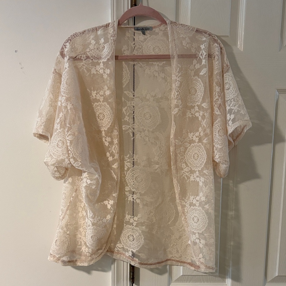 Charlotte Russe Cream Lace Kimono Jacket